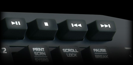 Close up of media buttons