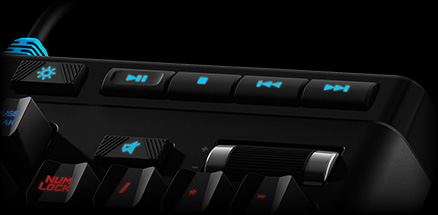 Close up of media buttons