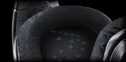 Close up of G633 earcups sports mesh material